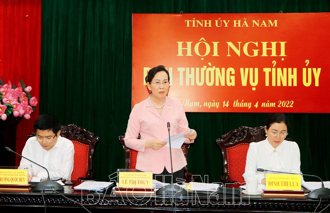 BTV Tỉnh ủy làm việc với BTV huyện ủy Kim Bảng về thực hiện Nghị quyết Đại hội Đảng bộ tỉnh lần thứ XX, nhiệm kỳ 2020-2025