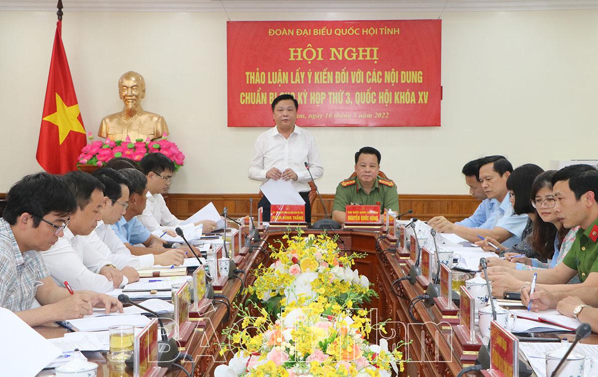 Đoàn ĐBQH tỉnh thảo luận, lấy ý kiến đối với các nội dung chuẩn bị cho Kỳ họp thứ 3 Quốc hội khóa XV