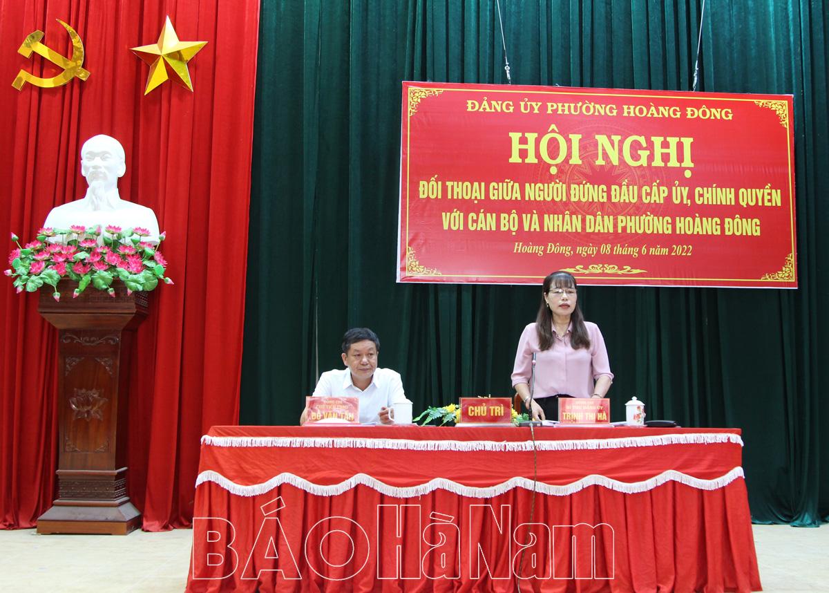 Phường Hoàng Đông tổ chức đối thoại giữa người đứng đầu cấp ủy, chính quyền phường với cán bộ và nhân dân