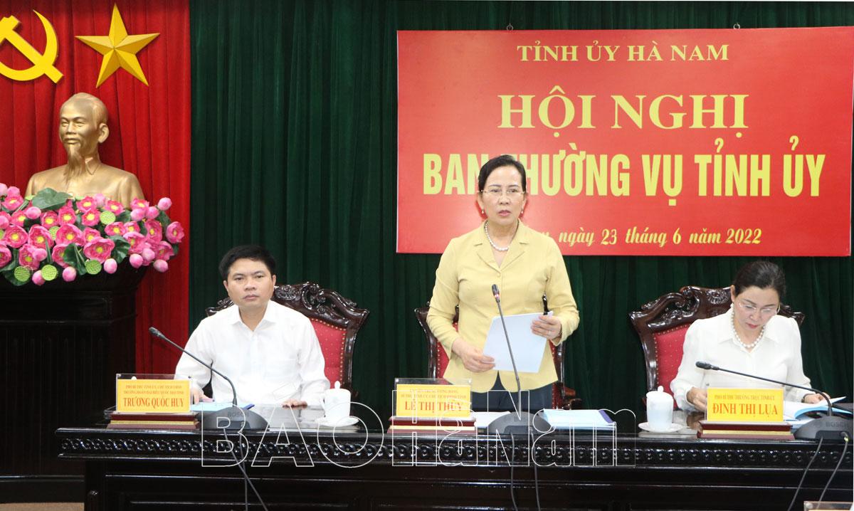 BTV Tỉnh ủy làm việc với BTV Huyện ủy Thanh Liêm về thực hiện Nghị quyết Đại hội Đảng bộ tỉnh và huyện nhiệm kỳ 2020-2025