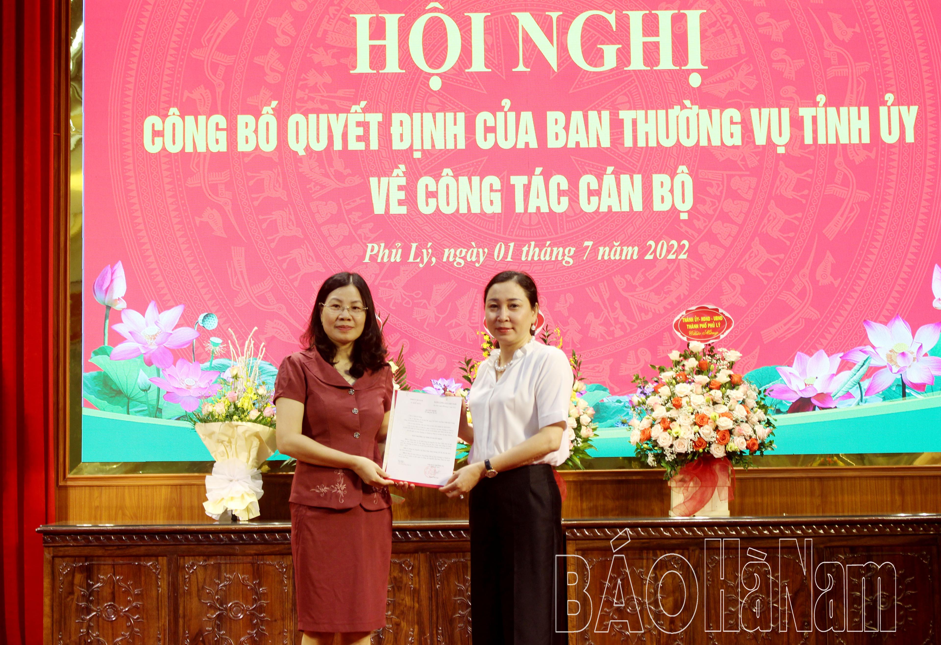 Phó Giám đốc Sở Xây dựng được điều động, chỉ định làm Phó Bí thư Thành ủy Phủ Lý