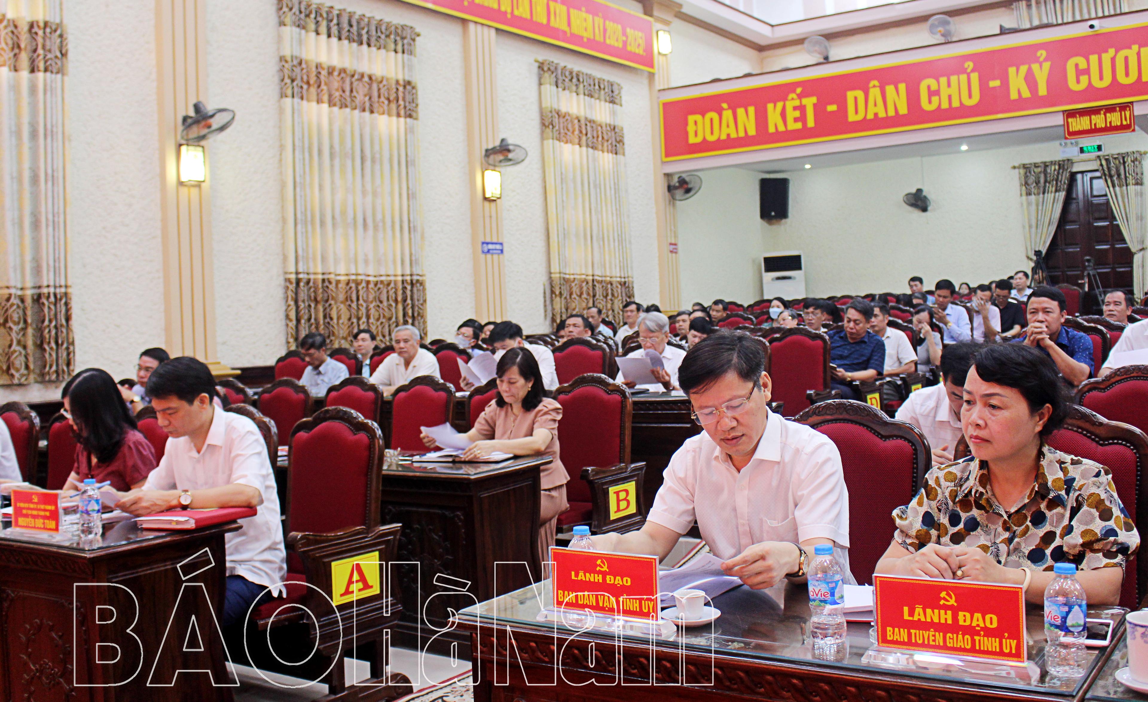 Thành ủy Phủ Lý triển khai nhiệm vụ 6 tháng cuối năm