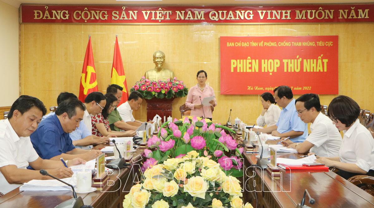 Phiên họp thứ nhất Ban Chỉ đạo tỉnh về phòng, chống tham nhũng, tiêu cực