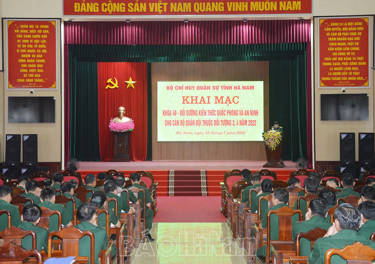 Bộ CHQS tỉnh bồi dưỡng kiến thức QP-AN cho cán bộ đối tượng 3, 4 quân đội năm 2022