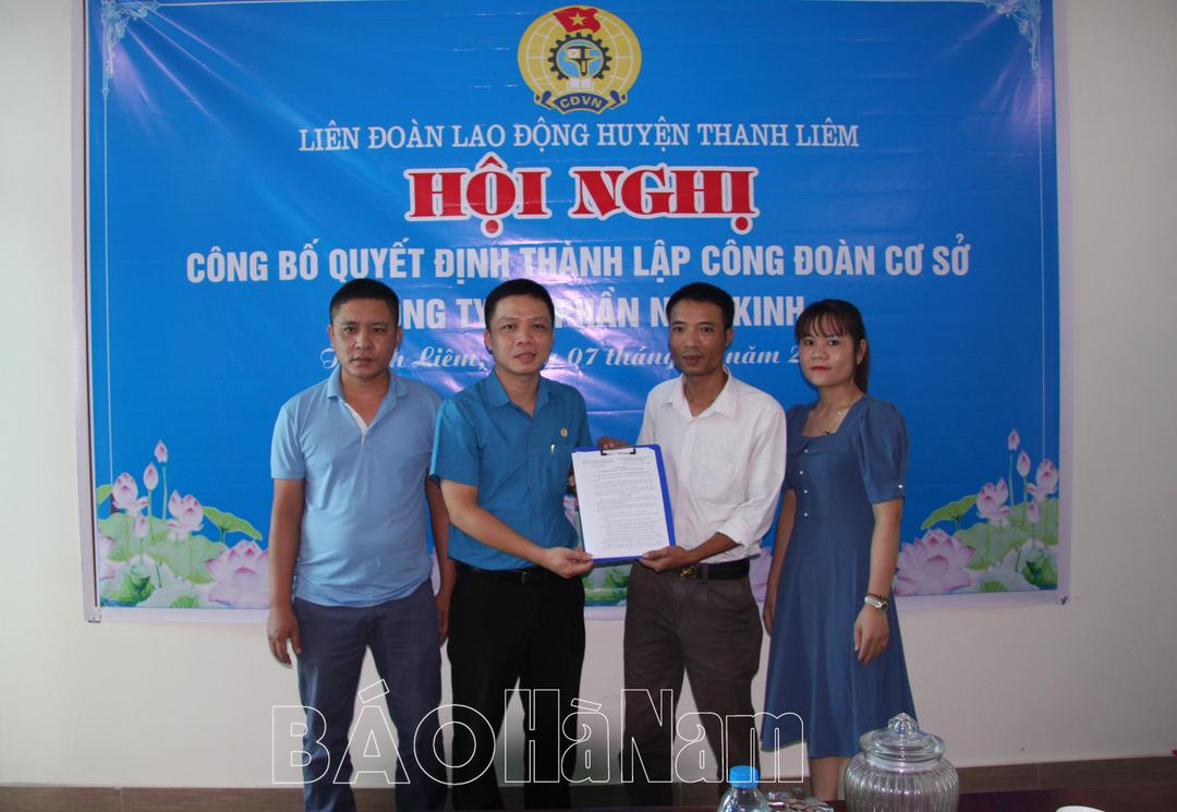 Thành lập Công đoàn cơ sở Công ty Cổ phần Nam Kinh