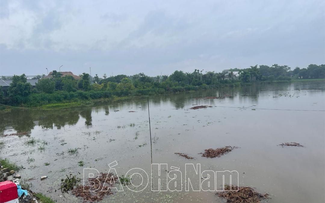 Nhiều diện tích đất bãi ven sông Đáy bị ngập do lũ lên cao