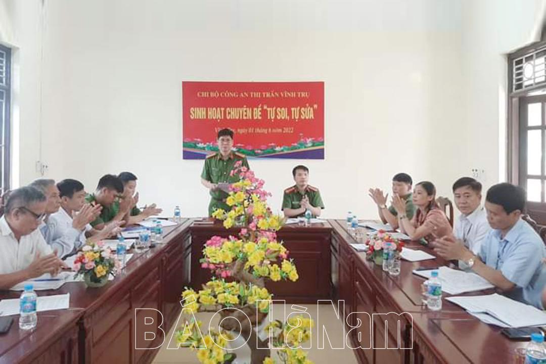 Đảng bộ thị trấn Vĩnh Trụ thực hiện đồng bộ, toàn diện đợt sinh hoạt chính trị “Tự soi, tự sửa”