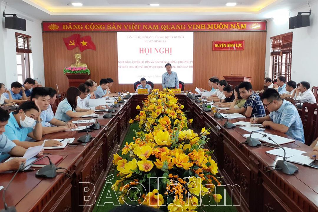 BCĐ phòng, chống dịch Covid-19 huyện Bình Lục triển khai nhiệm vụ trọng tâm thời gian tới