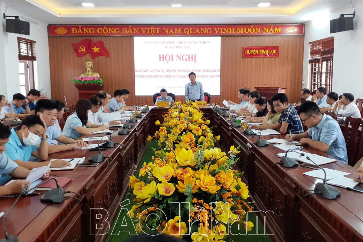 BCĐ phòng, chống dịch Covid-19 huyện Bình Lục triển khai nhiệm vụ trọng tâm thời gian tới