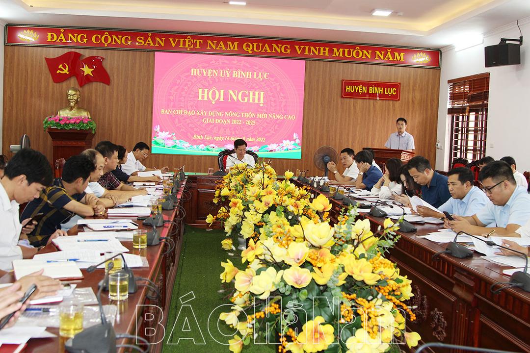 BTV Huyện ủy Bình Lục cho ý kiến dự thảo Đề án xây dựng huyện NTM nâng cao, giai đoạn 2022-2025