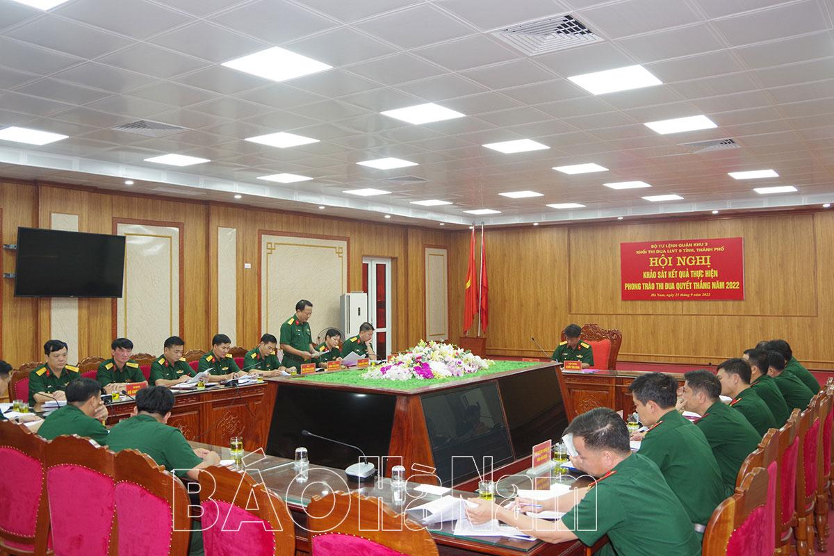 Khối thi đua LLVT 9 tỉnh, thành phố Quân khu 3 khảo sát phong trào TĐQT tại Hà Nam