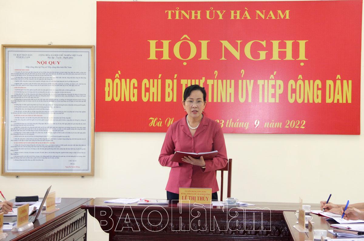 Đồng chí Bí thư Tỉnh ủy Lê Thị Thủy tiếp công dân định kỳ tháng 9/2022