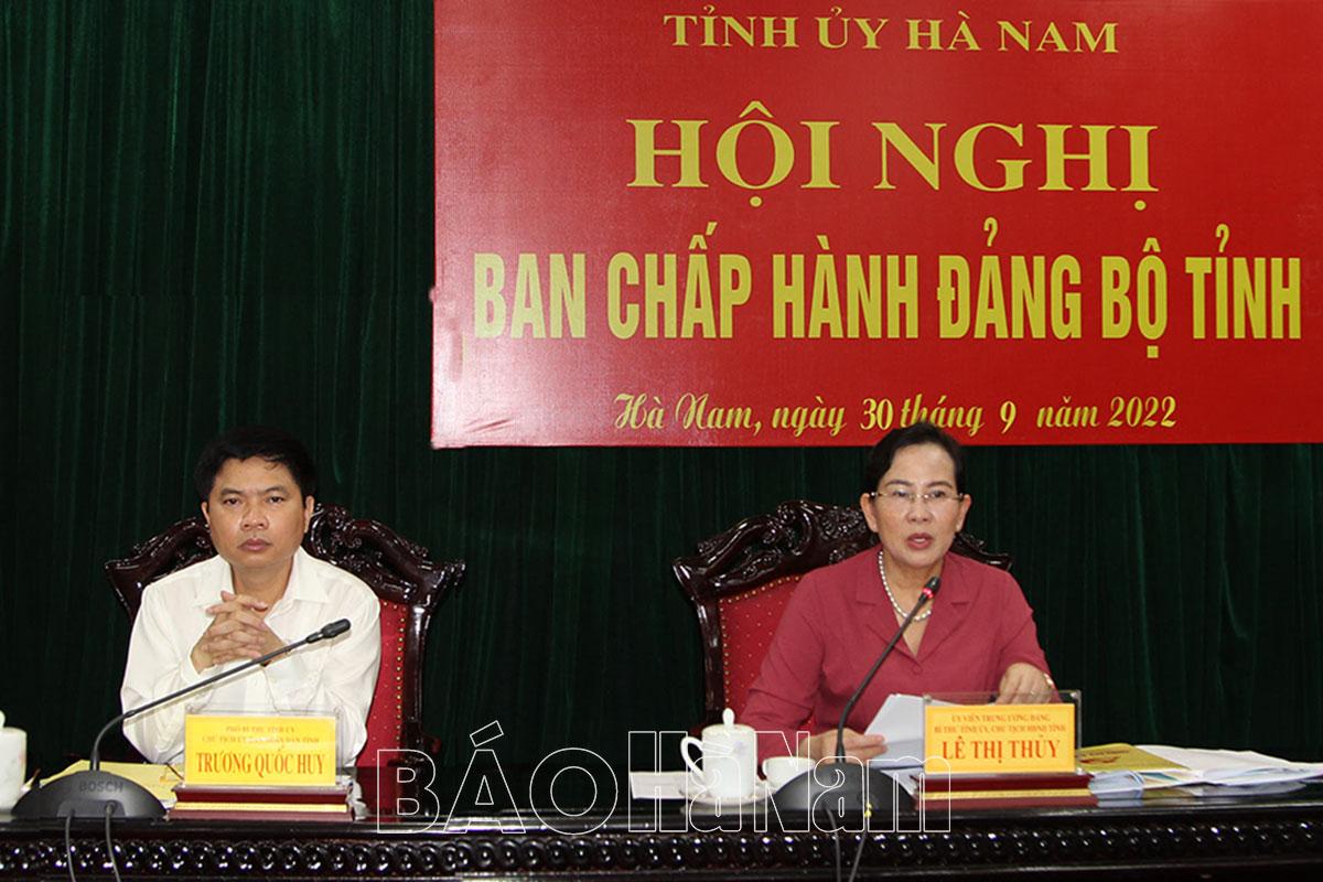 Tỉnh ủy thảo luận Chương trình hành động thực hiện các nghị quyết của BCH Trung ương; nhiệm vụ trọng tâm quý IV/2022 và một số nội dung theo thẩm quyền