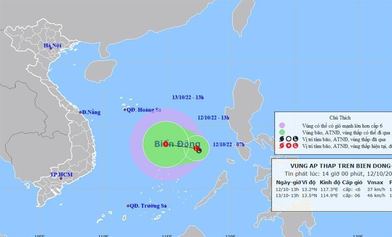 Xuất hiện vùng áp thấp khả năng mạnh thành áp thấp nhiệt đới