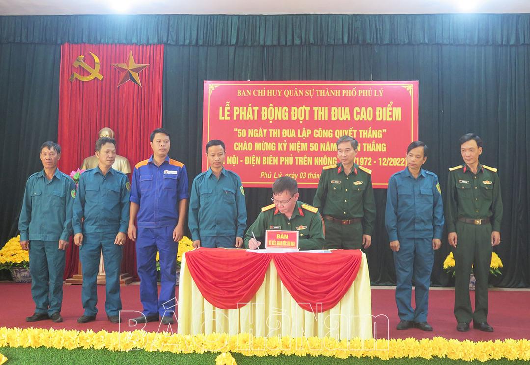 Ban CHQS thành phố Phủ Lý phát động đợt thi đua cao điểm chào mừng kỷ niệm 50 năm chiến thắng “Hà Nội – Điện Biên Phủ trên không”