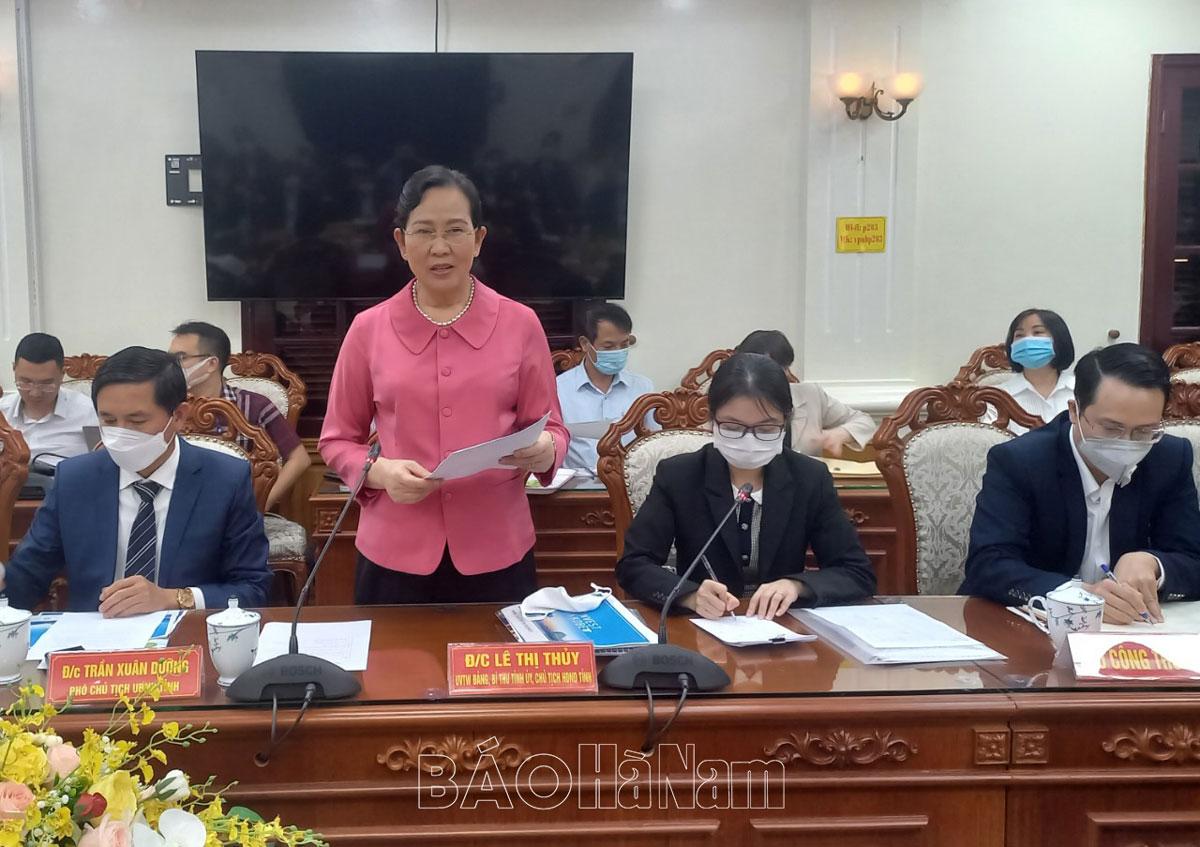Đồng chí Bí thư Tỉnh ủy Lê Thị Thủy làm việc với Đoàn công tác của thành phố Kobe (Nhật Bản) đến khảo sát môi trường đầu tư tại Hà Nam
