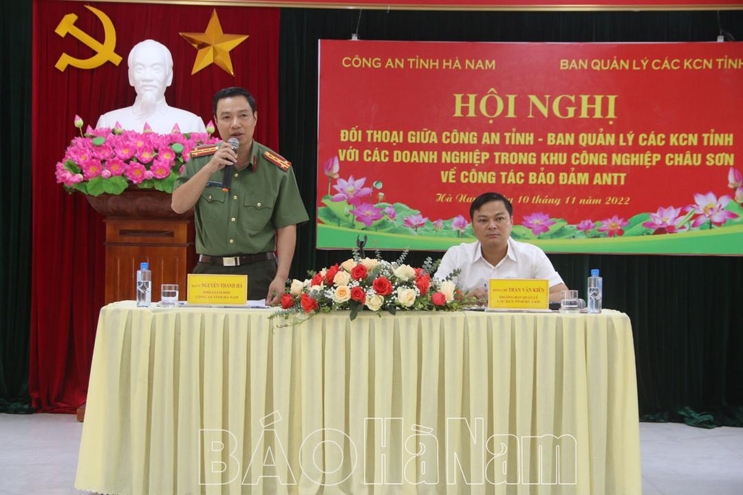 Đối thoại với doanh nghiệp trong KCN Châu Sơn về công tác đảm bảo an ninh trật tự