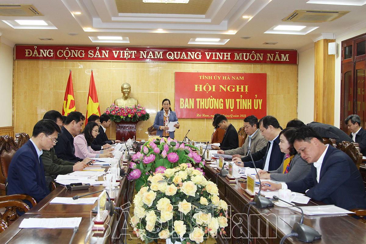 BTV Tỉnh ủy tổ chức hội nghị kiểm điểm tập thể, cá nhân năm 2022