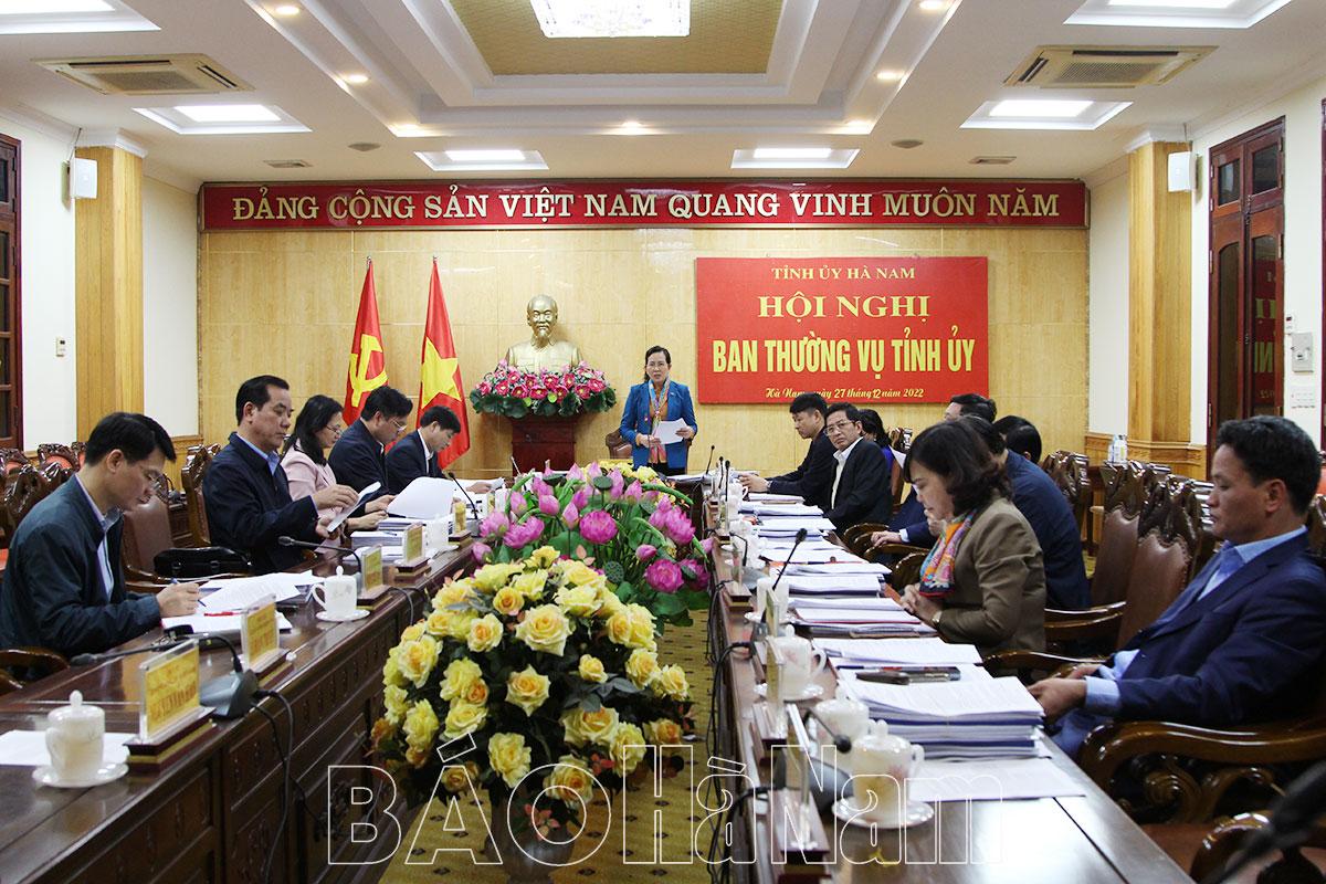 BTV Tỉnh ủy họp cho ý kiến, cho chủ trương các nội dung KT-XH theo thẩm quyền