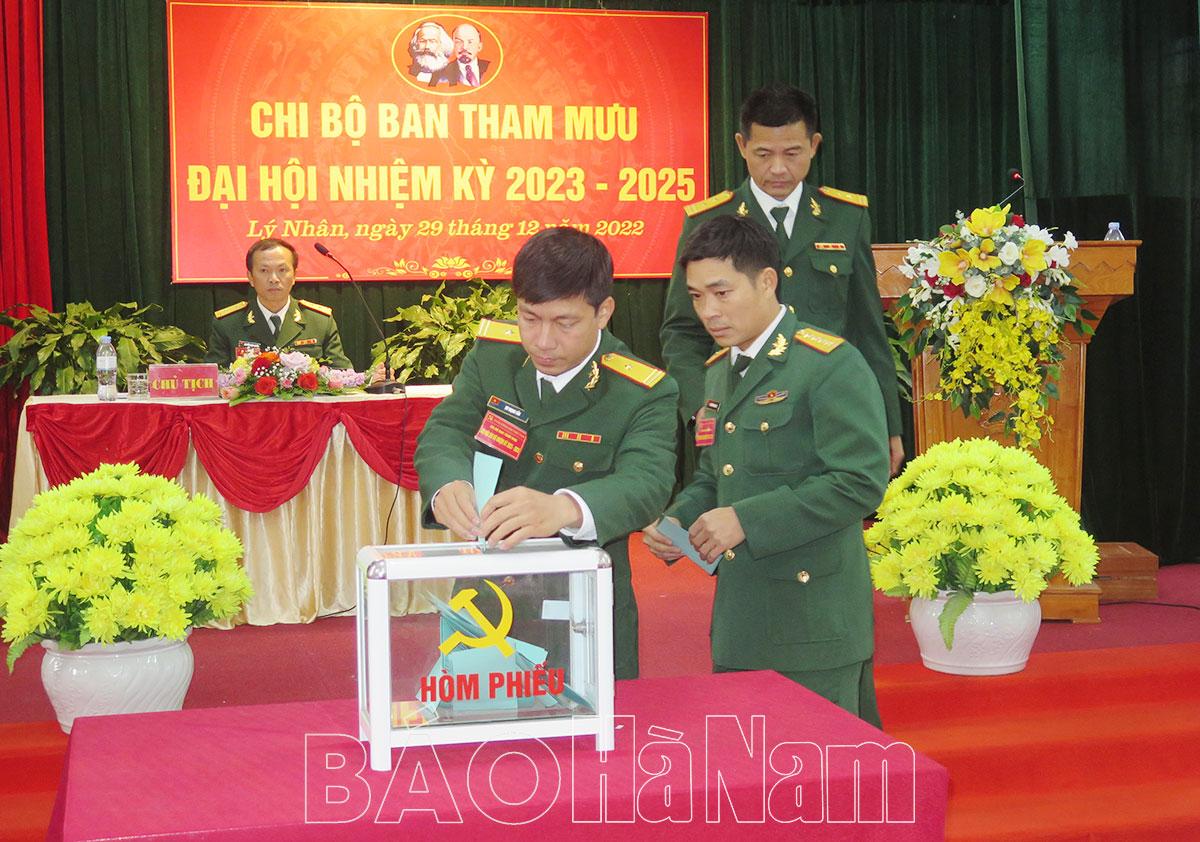 Chi bộ Ban Tham mưu, Đảng bộ Quân sự huyện Lý Nhân tổ chức đại hội nhiệm kỳ 2023-2025