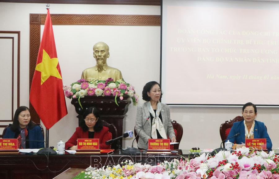 Đồng chí Trưởng Ban Tổ chức Trung ương Trương Thị Mai thăm, chúc Tết Đảng bộ, chính quyền và nhân dân tỉnh Hà Nam