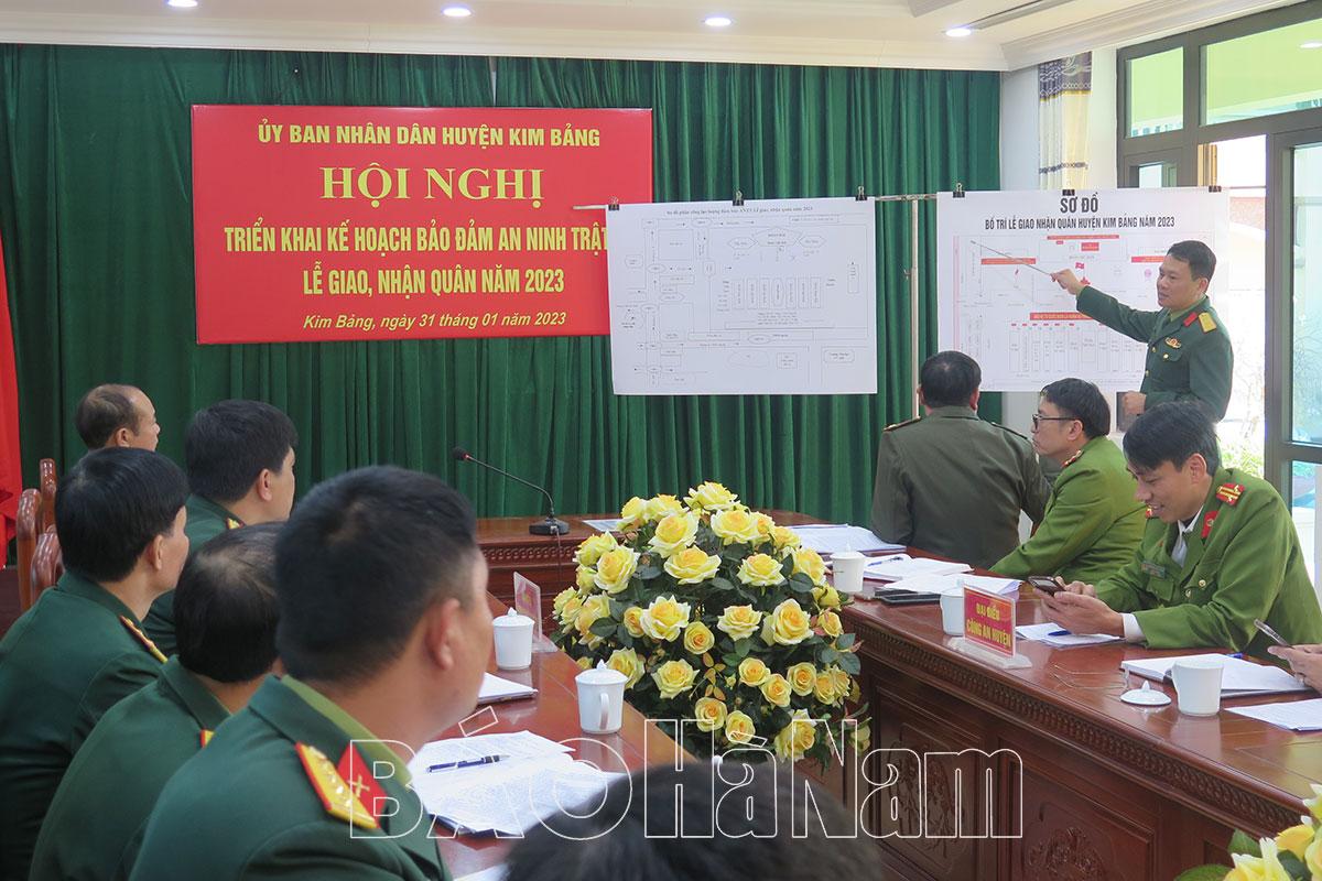 Kim Bảng triển khai kế hoạch đảm bảo an ninh trật tự lễ giao, nhận quân năm 2023