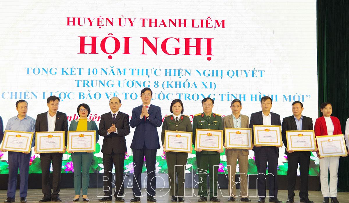 Huyện ủy Thanh Liêm tổng kết 10 năm thực hiện Nghị quyết Trung ương 8 (khóa XI) về Chiến lược bảo vệ Tổ quốc trong tình hình mới