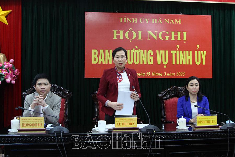 BTV Tỉnh ủy làm việc với BTV Huyện ủy Lý Nhân về kết quả kiểm điểm giữa nhiệm kỳ