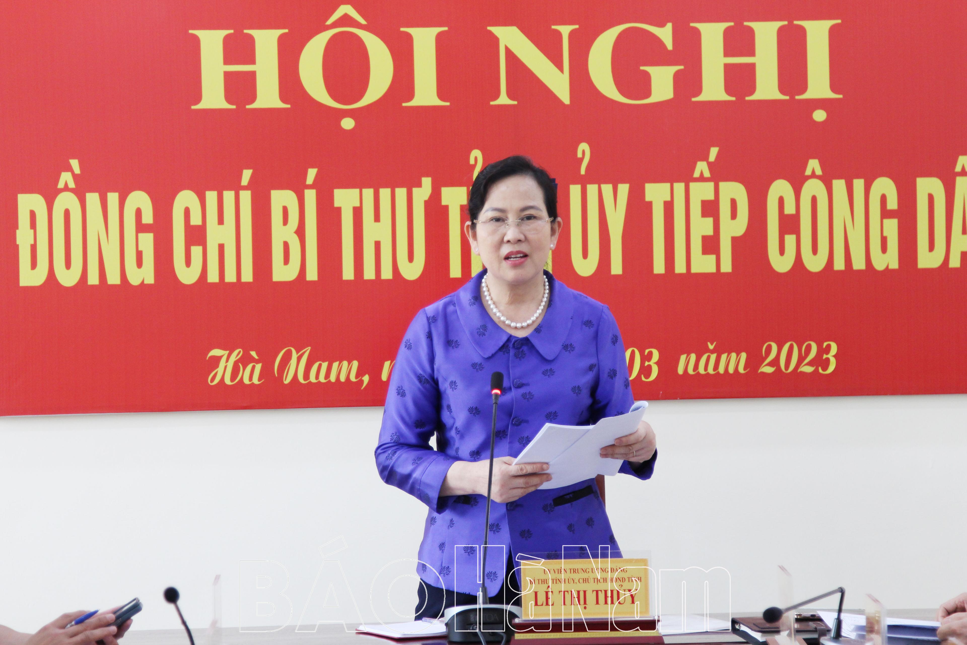 Đồng chí Bí thư Tỉnh ủy Lê Thị Thủy tiếp công dân định kỳ tháng 3