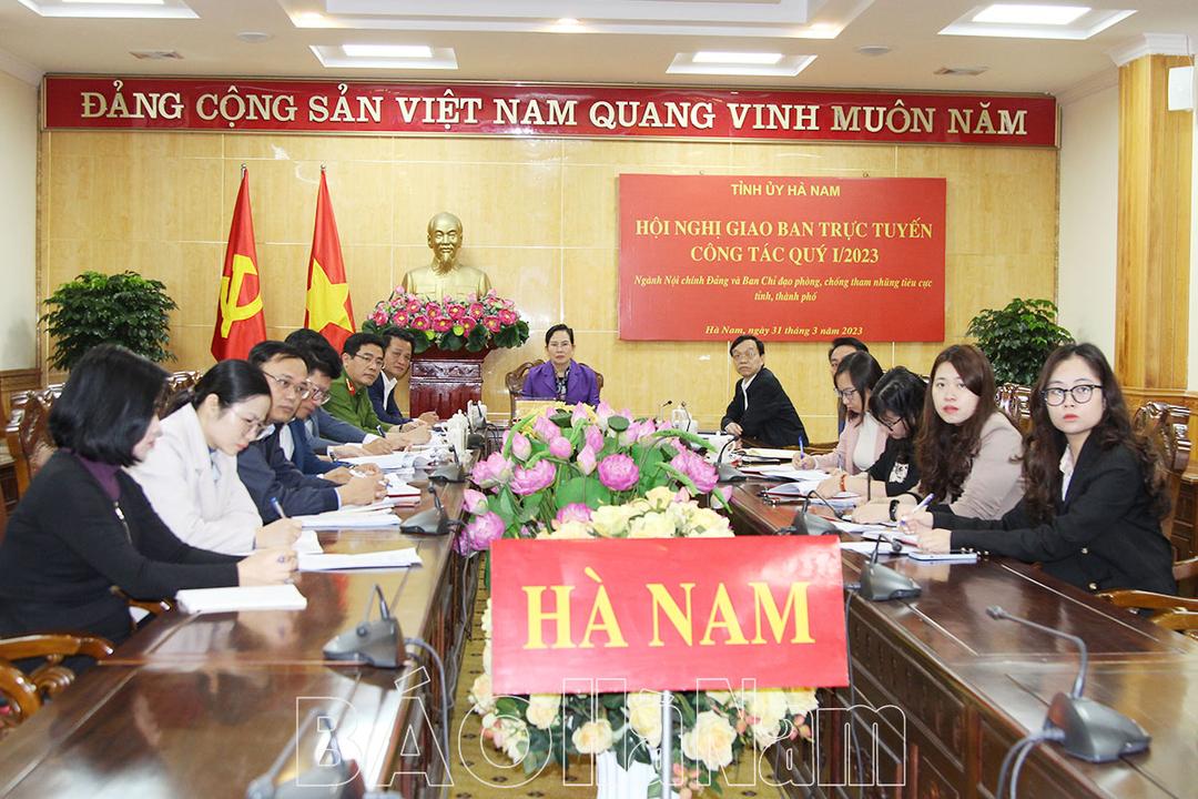Giao ban trực tuyến Ngành Nội chính Đảng và BCĐ phòng, chống tham nhũng, tiêu cực tỉnh, thành phố trực thuộc Trung ương quý I/2023