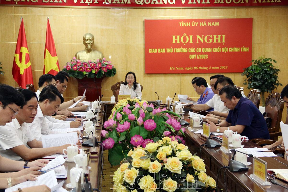 Thường trực Tỉnh ủy giao ban với thủ trưởng các cơ quan Khối nội chính