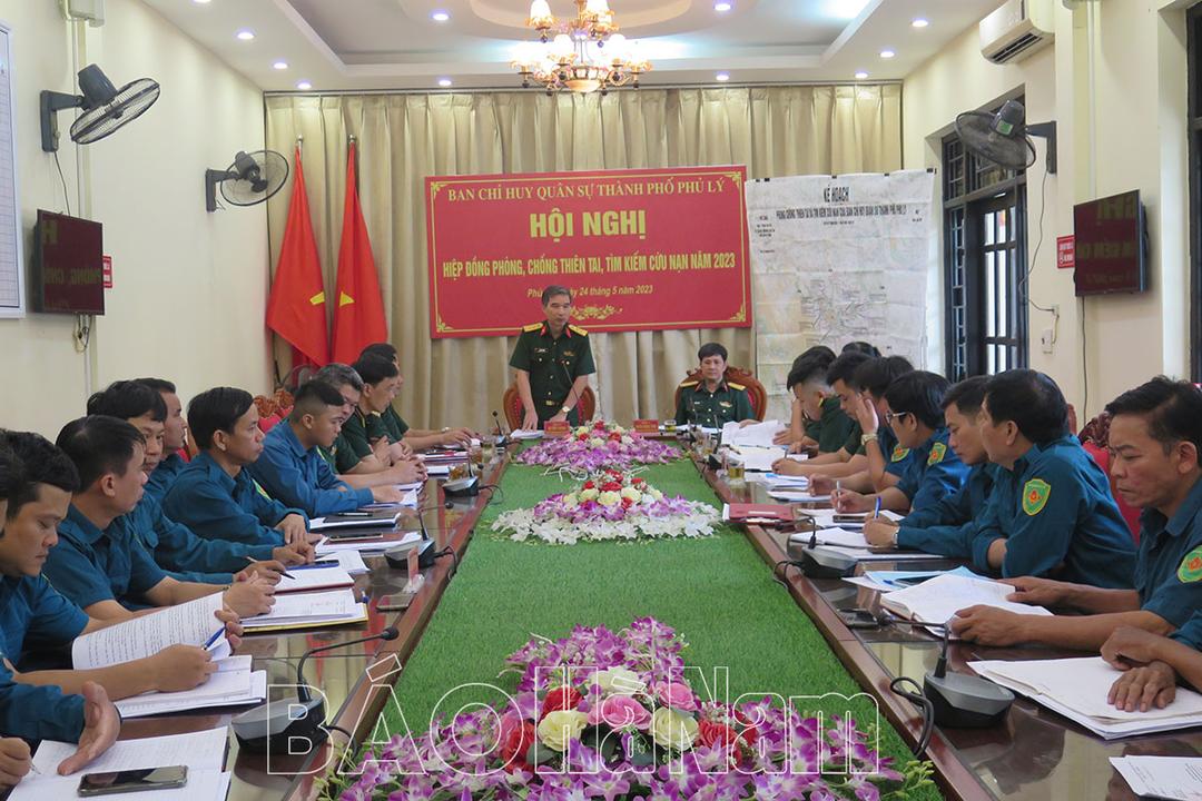 Ban CHQS thành phố Phủ Lý hiệp đồng phòng chống thiên tai - tìm kiếm cứu nạn