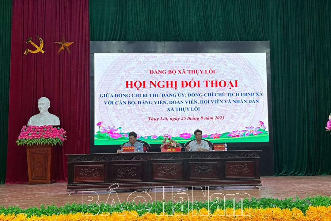 Lãnh đạo xã Thụy Lôi đối thoại với cán bộ, đảng viên, đoàn viên, hội viên, nhân dân
