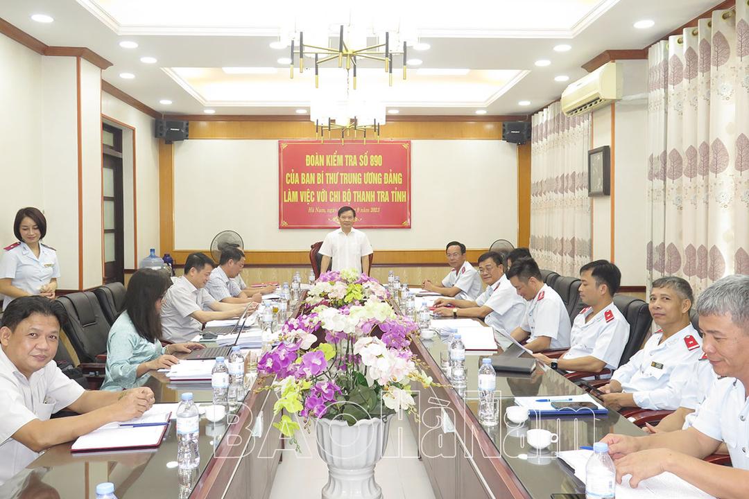 Đoàn kiểm tra 890 của Ban Bí thư làm việc với Chi bộ Thanh tra tỉnh