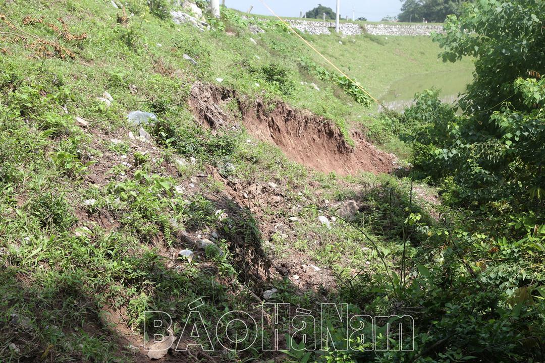 Sạt lở 21m mái thượng lưu đê tả Đáy