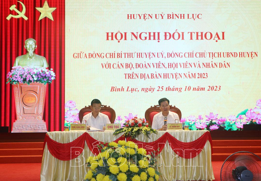 Bình Lục tổ chức đối thoại giữa Bí thư Huyện ủy, Chủ tịch UBND huyện với cán bộ, đoàn viên, hội viên và nhân dân