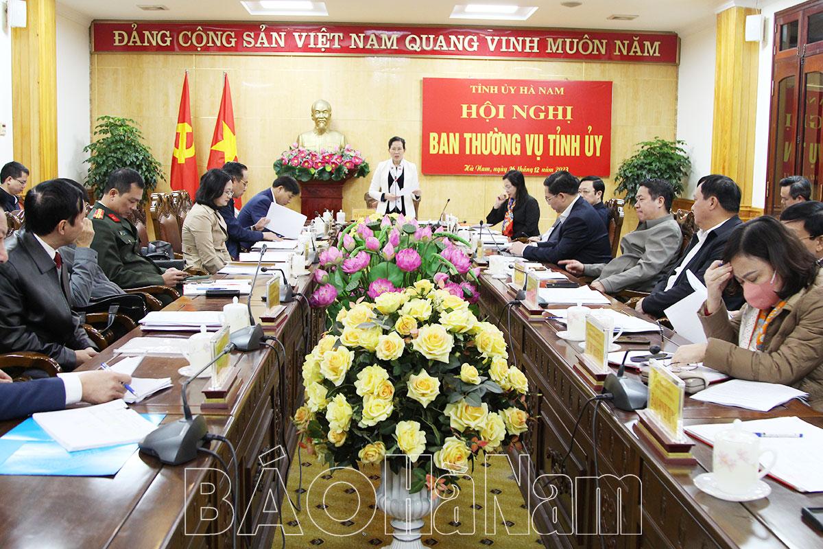 Ban Thường vụ Tỉnh ủy Hà Nam kiểm điểm tập thể, cá nhân năm 2023