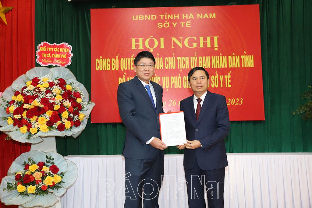 Công bố quyết định bổ nhiệm Phó Giám đốc Sở Y tế Hà Nam