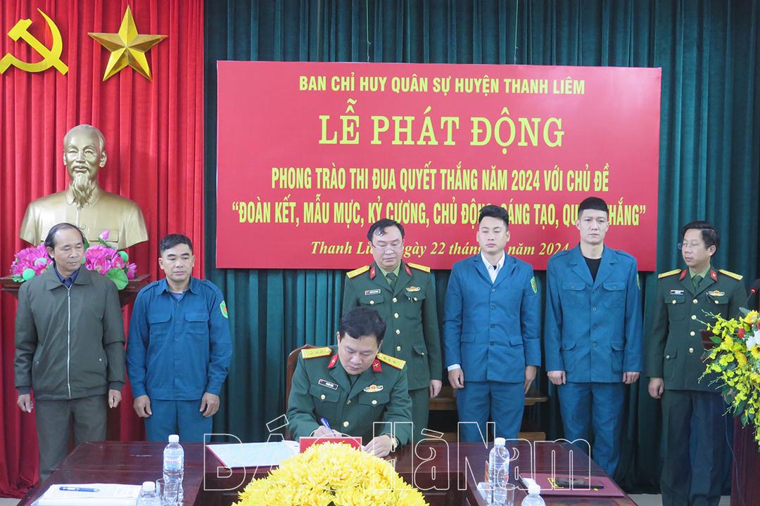 Ban CHQS huyện Thanh Liêm phát động phong trào thi đua Quyết thắng năm 2024