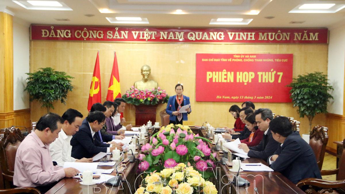 Ban Chỉ đạo tỉnh về phòng, chống tham nhũng, tiêu cực họp phiên thứ 7
