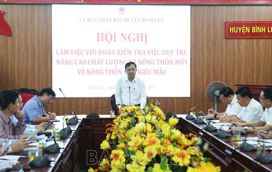 UBND tỉnh kiểm tra việc duy trì nâng cao chất lượng xã NTM và NTM kiểu mẫu tại Bình Lục