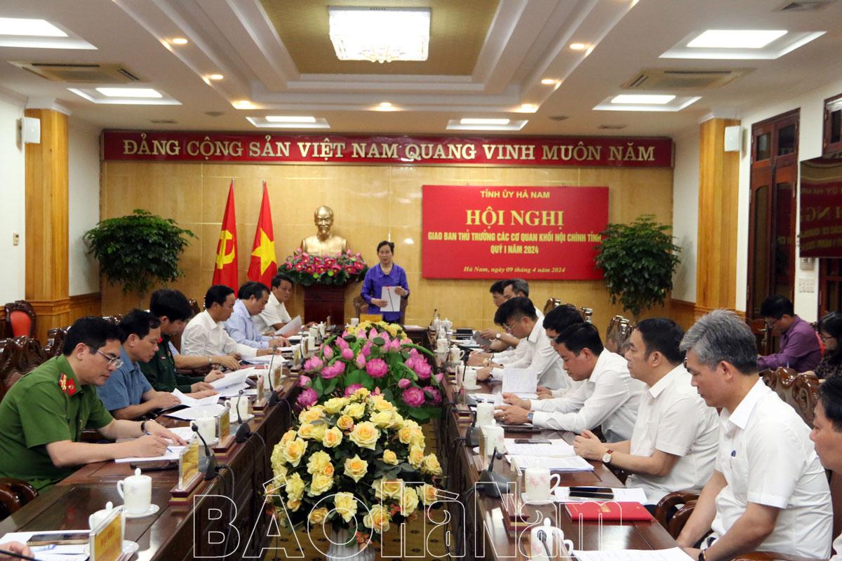 Thường trực Tỉnh ủy giao ban với thủ trưởng các cơ quan Khối nội chính