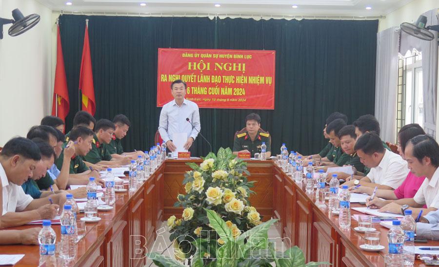 Đảng ủy Quân sự huyện Bình Lục xác định nhiệm vụ, giải pháp trọng tâm 6 tháng cuối năm