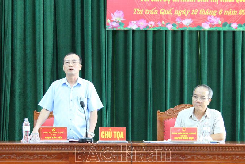 Lãnh đạo Đảng ủy, chính quyền thị trấn Quế đối thoại với cán bộ, đoàn viên, hội viên, nhân dân