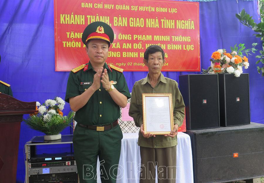 Ban CHQS huyện Bình Lục khánh thành, bàn giao nhà tình nghĩa