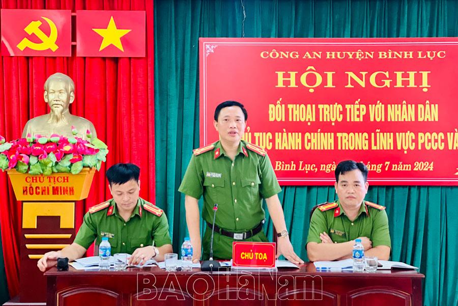 Công an huyện Bình Lục đối thoại với nhân dân về thủ tục hành chính trong lĩnh vực PCCC và CNCH