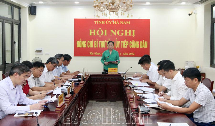 Đồng chí Bí thư Tỉnh ủy Lê Thị Thủy tiếp công dân định kỳ tháng 7/2024