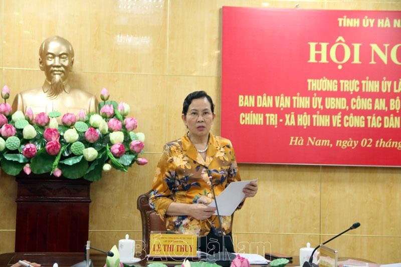 Thường trực Tỉnh ủy làm việc với một số cơ quan, ban ngành, đoàn thể tỉnh về công tác dân vận