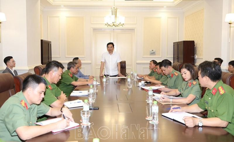 Công an tỉnh Hà Nam kiểm tra công tác bảo đảm an ninh, an toàn phục vụ Hội thảo khoa học quốc gia tại Khách sạn Melia Vinpearl Phủ Lý