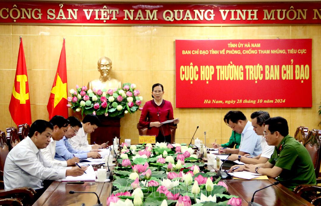 Thường trực Ban Chỉ đạo tỉnh về phòng, chống tham nhũng, tiêu cực triển khai nhiệm vụ thời gian tới